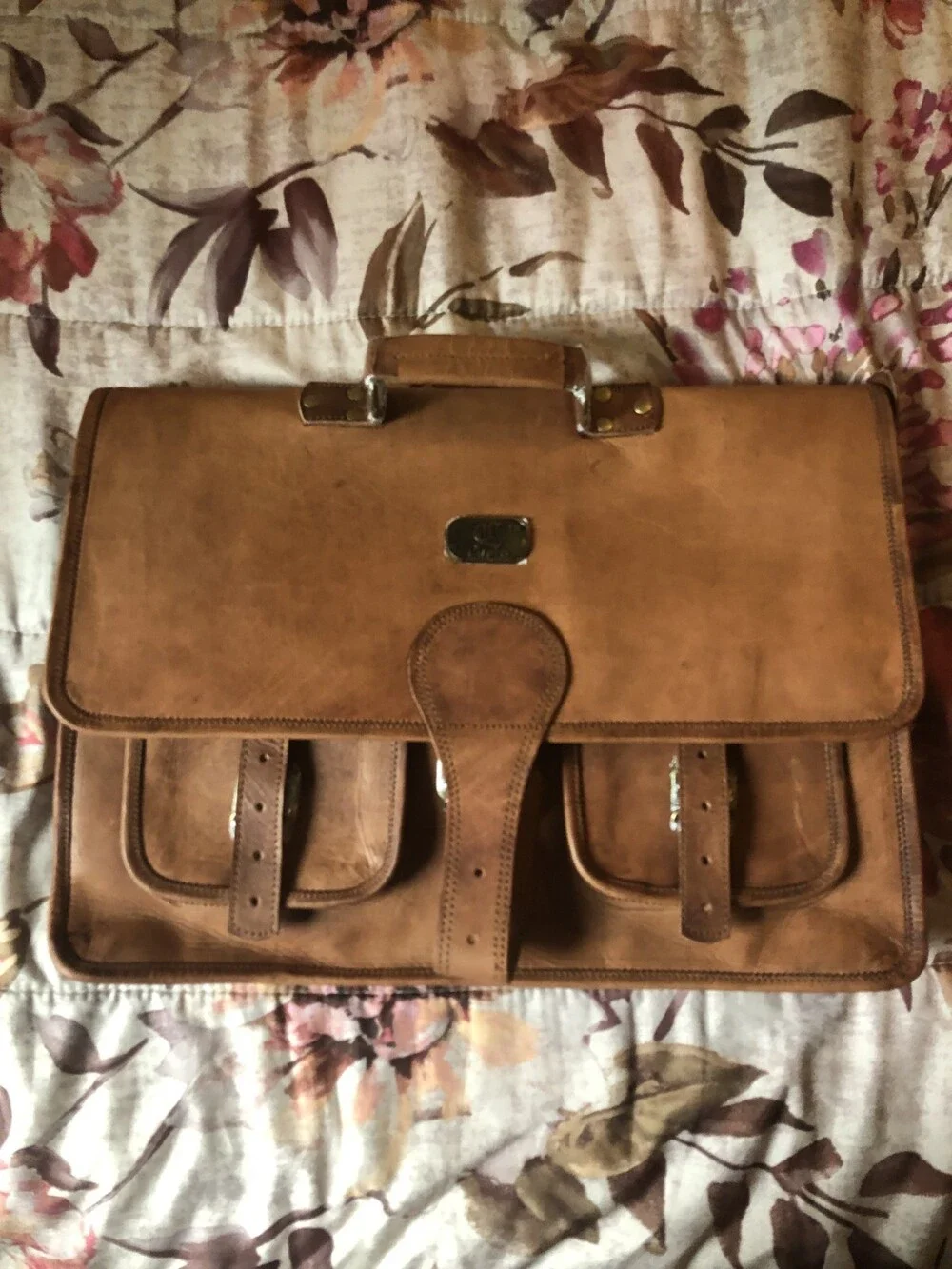 Cuero Large Vintage Handmade Leather Bag for Laptop - Brown